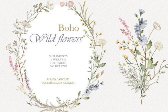 Download Wildflower Watercolor Floral Clipart - Water Collection