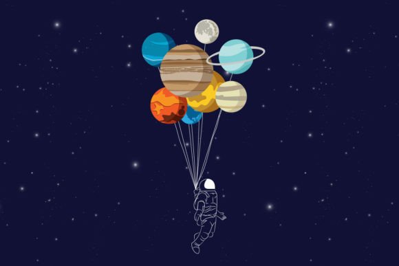 Download Astronaut and Planets Illustration - Illustration Collection