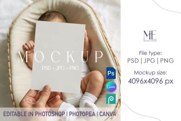 Download Newborn Invitation Mockup, Kids Card PSD - Mock Collection