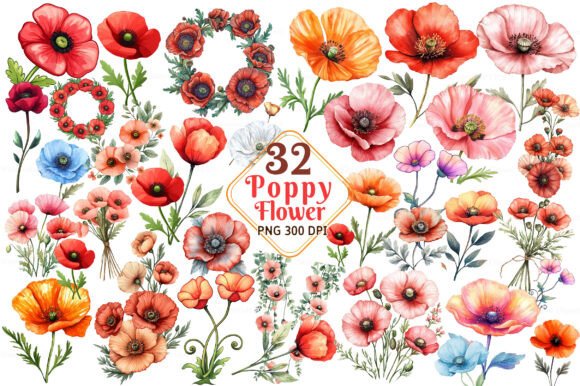 Download Poppy Flower Watercolor Cliparts - Water Collection