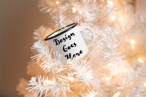 Download Enamel Camp Mug in Tree Holiday Mockup - Mock Collection