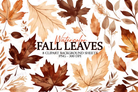 Download Watercolor Dark Fall Leaves Background - Water Collection
