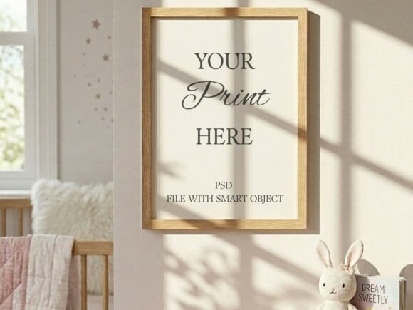 Download Nursery Wall Frame Mockup Pink Dresser - Mock Collection