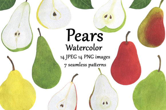 Download Set Pears Fruits Watercolor Food&nbsp;&nbsp; - Water Collection