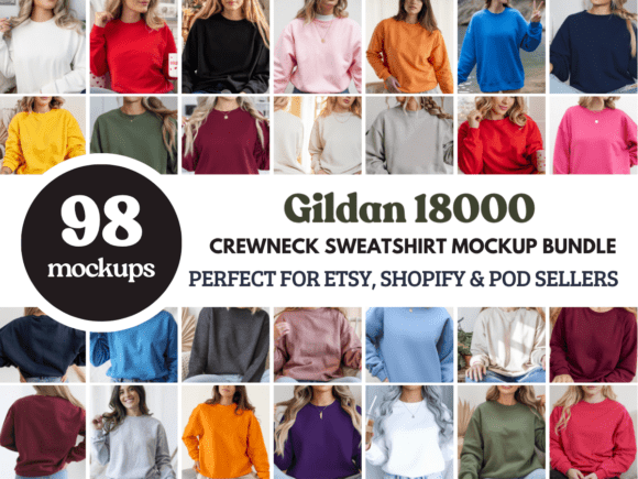 Download Gildan 18000 Crewneck Sweatshirt Mockups - Mock Collection