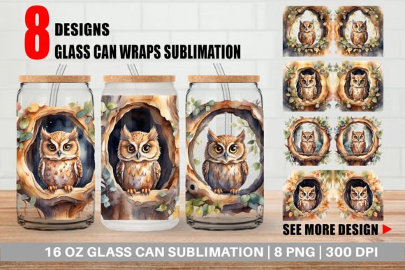 Download Glass Can Watercolor Owl - Water Collection