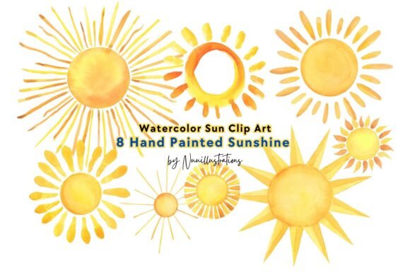 Download Sun Watercolor Clip Art Hand Painted - Water Collection