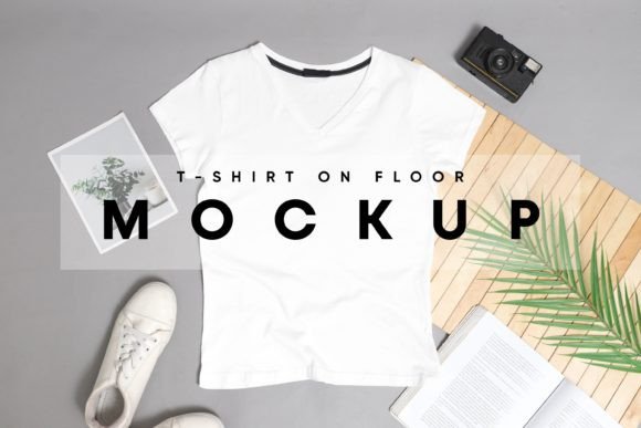 Download T-Shirt on Floor Mockup - Mock Collection