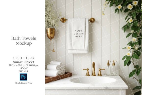Download Bath Towel Set Mockup PSD Smart Object - Mock Collection