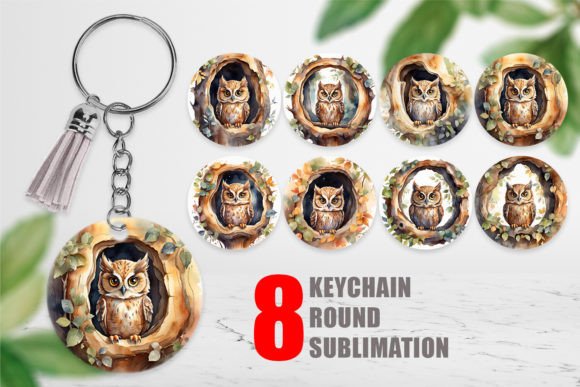 Download Keychain Watercolor Owl - Water Collection