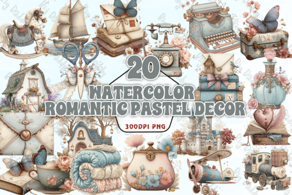 Download Watercolor Romantic Pastel Decor PNG - Water Collection
