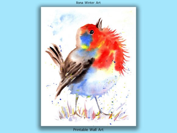 Download Watercolor Robin Printable Wall Art - Water Collection