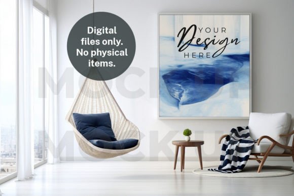 Download Blue Living Room Interior, Mock Up Frame - Mock Collection