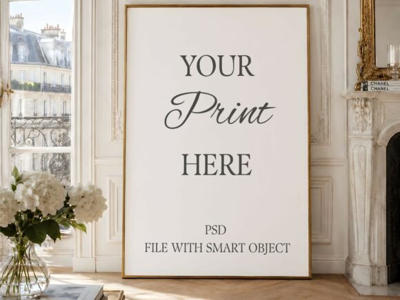 Download Parisian Gold Floor Frame Mockup PSD - Mock Collection