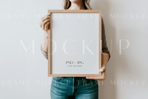 Download Modern Woman Holding 11x14 Frame Mockup - Mock Collection