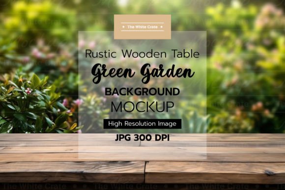 Download Wood Table with Garden Background Mockup - Mock Collection