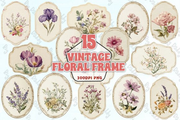 Download Vintage Floral Frame Watercolor PNG - Water Collection