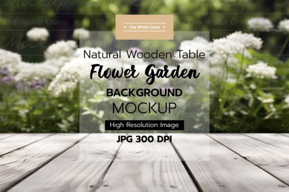 Download Wood Table with Garden Background Mockup - Mock Collection