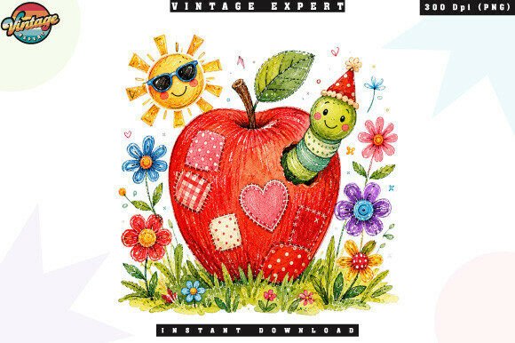 Download Cute Apple Worm Watercolor PNG - Water Collection