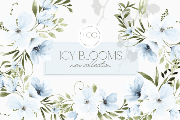 Download Blue Watercolor Winter Flowers Clipart - Water Collection