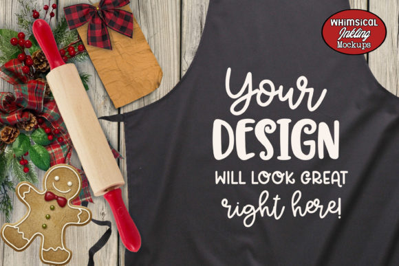Download Black Christmas Apron Mockup - Mock Collection
