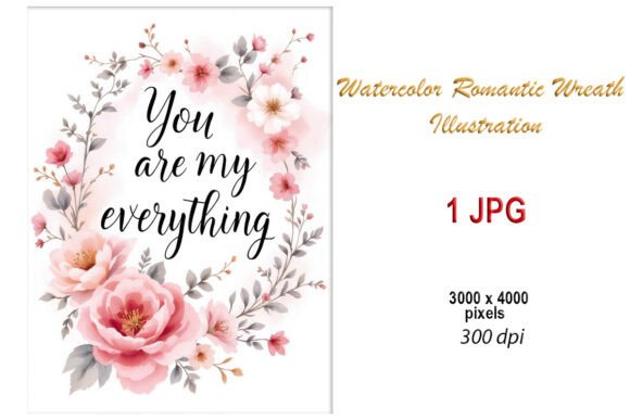 Download Watercolor Romantic Wreath, Illustration - Illustration Collection