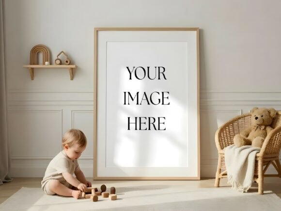 Download Baby Playing Nursery Frame Mockup - Mock Collection