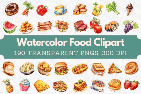 Download Watercolor Food Clipart - 190 PNGs - Water Collection