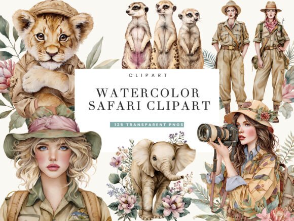 Download Watercolor Safari Clipart Bundle - Water Collection