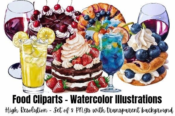Download Delicious Watercolor Food Illustrations - Illustration Collection