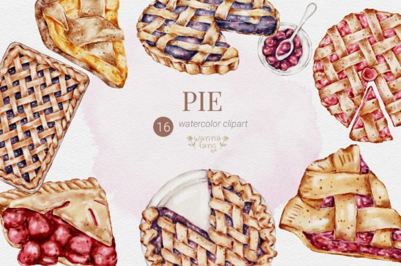 Download Pie Watercolor Clipart, Bakery Clipart - Water Collection