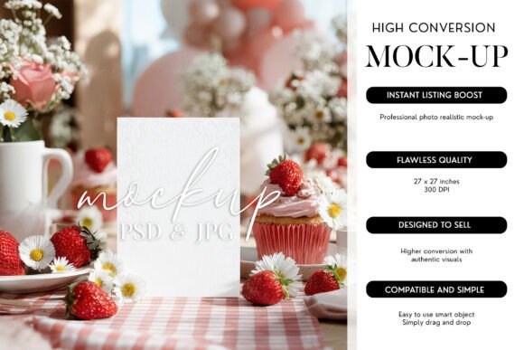 Download Card Mockup PSD Smart Object Strawberry - Mock Collection