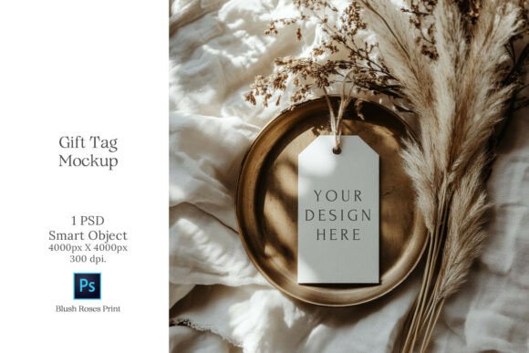 Download Boho Gift Tag Mockup PSD Smart Object - Mock Collection
