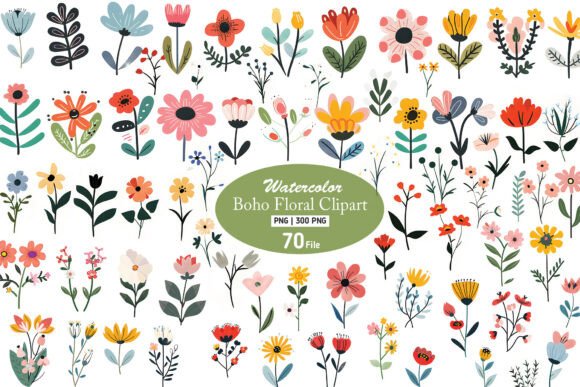 Download Watercolor Boho Floral PNG Clipart - Water Collection