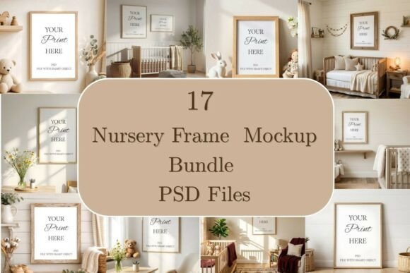 Download 17 Nursery Frame Mockup Bundle - Mock Collection