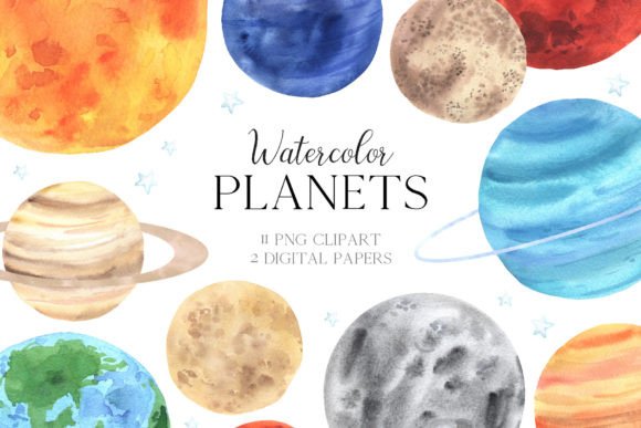 Download Watercolor Space Planets PNG Clipart - Water Collection
