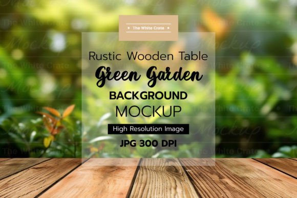 Download Wood Table with Garden Background Mockup - Mock Collection
