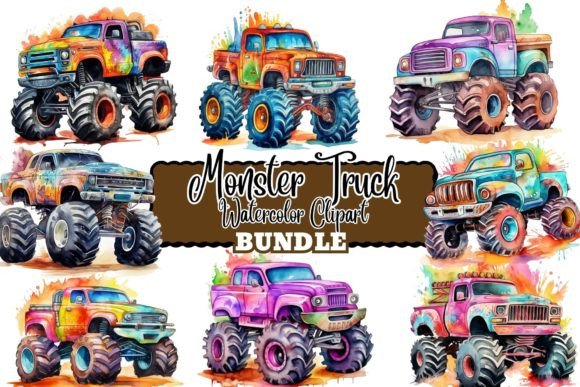 Download Watercolor Monster Truck Clipart - Water Collection