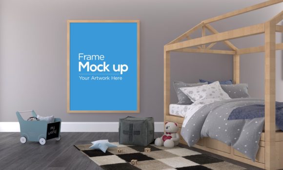 Download Kids Photo Frame Mockup in Bedroom - Mock Collection