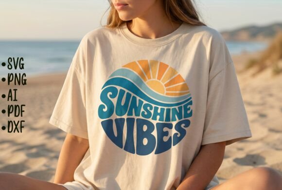 Download Sunshine Vibes Summer T-Shirt Design Svg - Sun Collection