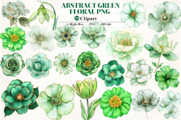 Download Abstract Green Watercolor Floral Clipart - Water Collection