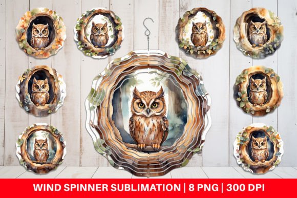 Download Wind Spinner Watercolor Owl - Water Collection