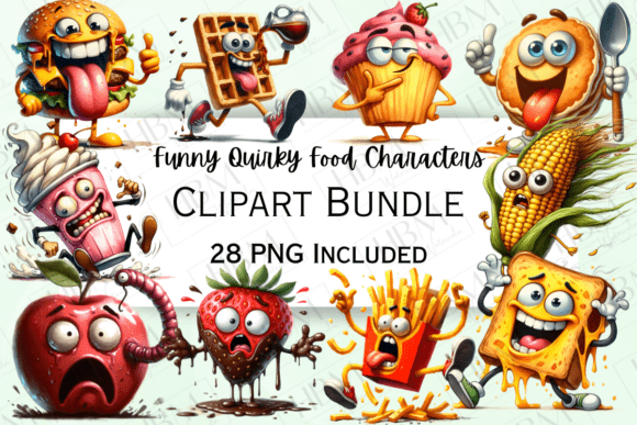 Download Funny Watercolor Food Characters - Water Collection