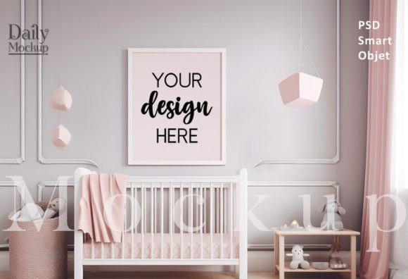 Download Pink Nursery Frames Mockup, Kids Room - Mock Collection