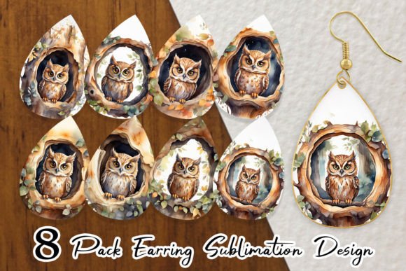 Download Earring Watercolor Owl - Water Collection