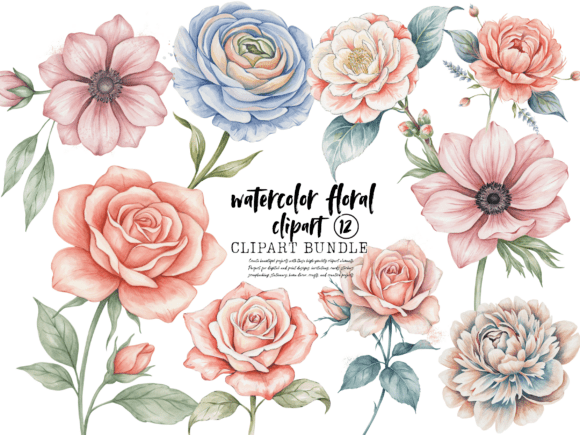 Download Watercolor Floral Clipart Bundle - Water Collection