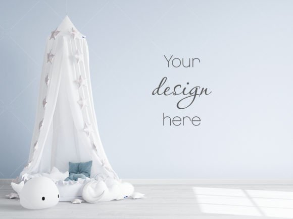 Download Nursery Wall Mockup Blue, JPG - Mock Collection
