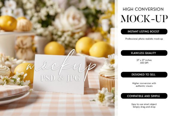 Download 3.5x2 Place Card Mockup PSD Smart Object - Mock Collection